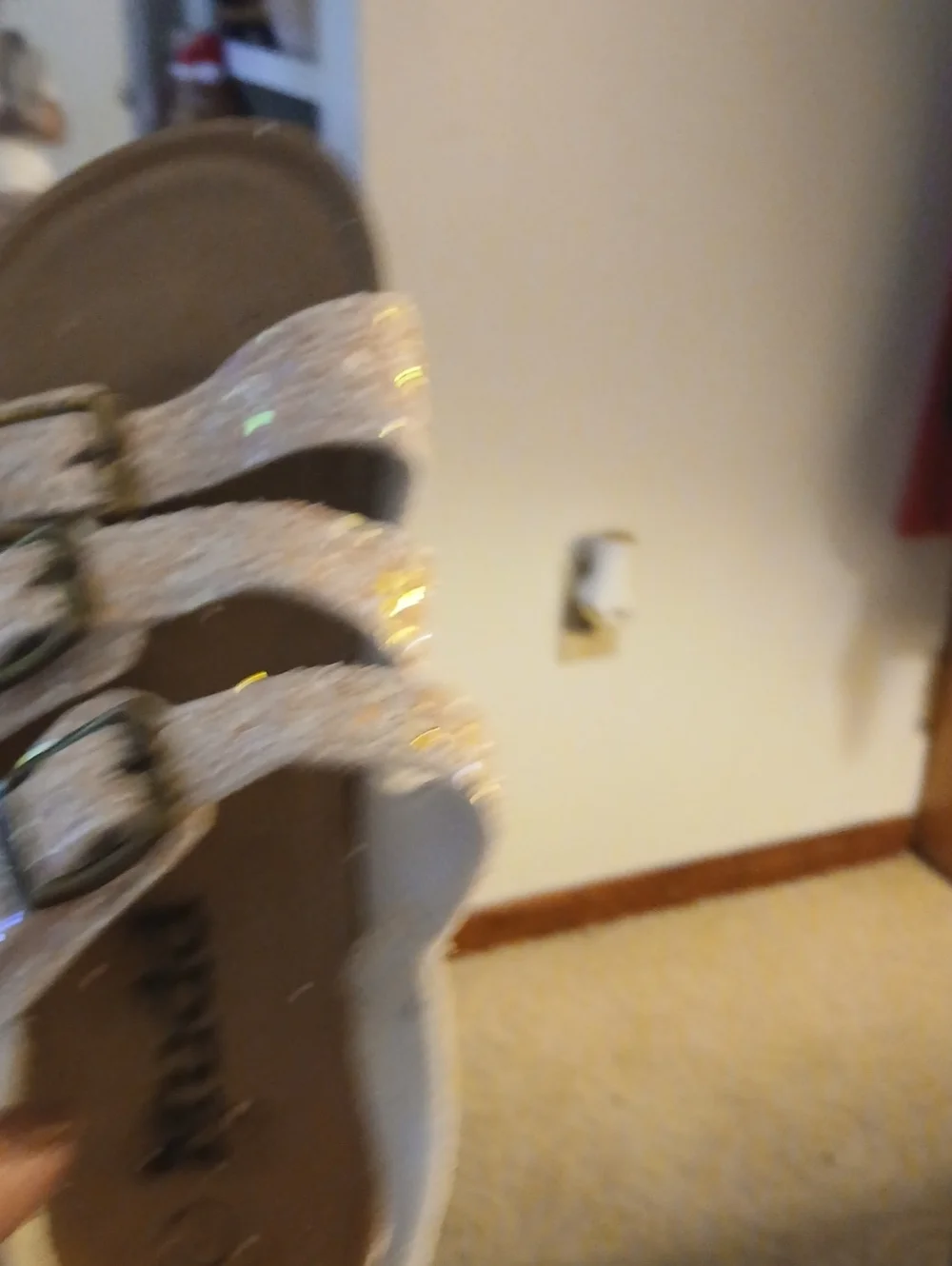 Sparkly White Triple-Strap Slide Sandals Mudd Little Girls Size 1